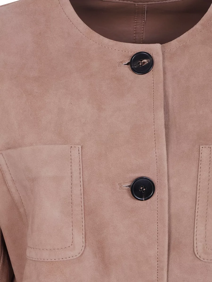 S Max Mara Suede Belted Single Breasted Coat