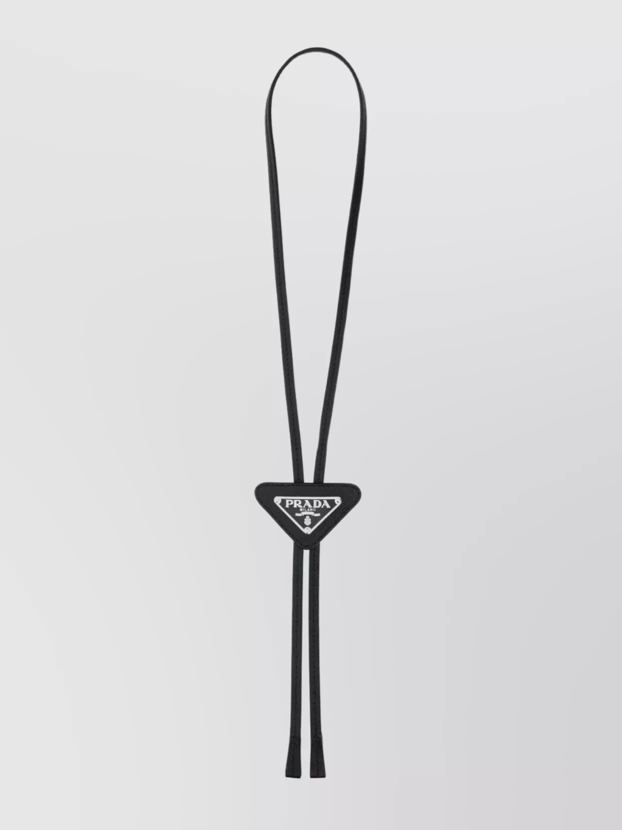 Prada Necklace Leather Lariat Unique Design In Black