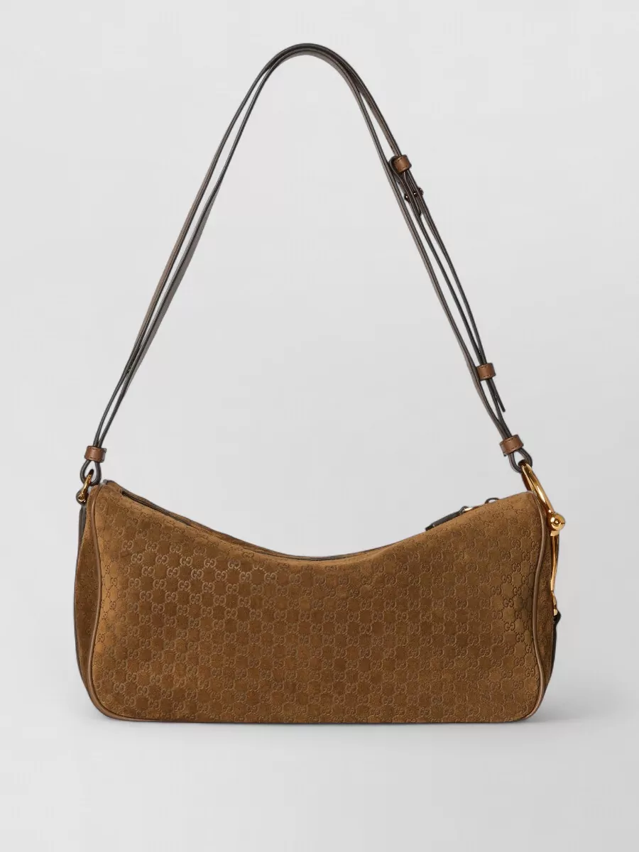Gucci Half Horsebit Medium Suede Shoulder Bag