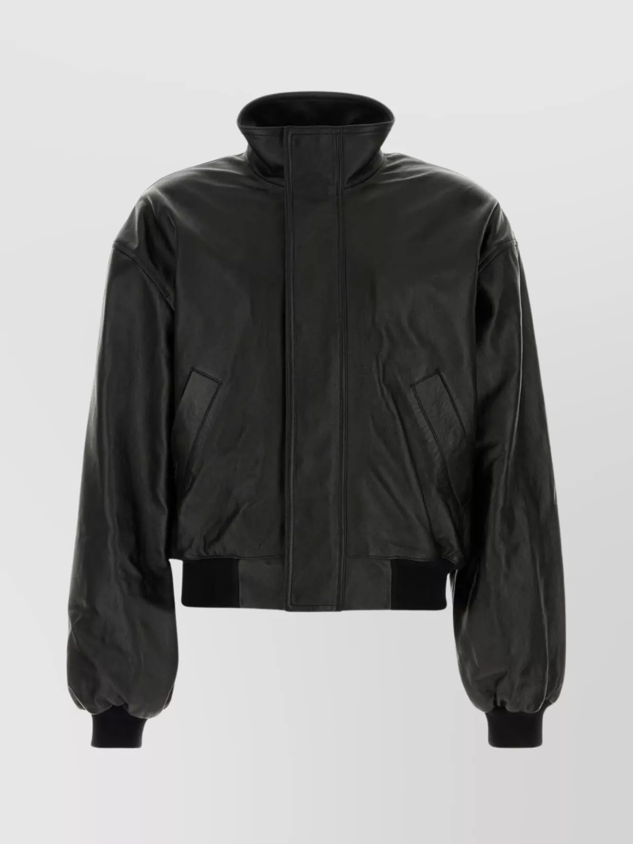 Balenciaga Wool Bomber Jacket High Collar In Black