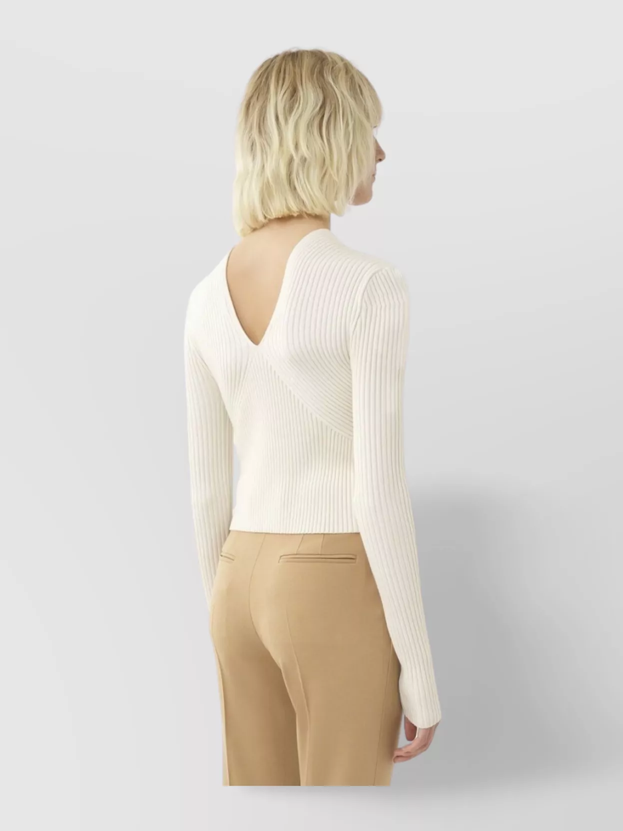 Chloé Cropped Sleeves V-Neck Ribbed Cardigan