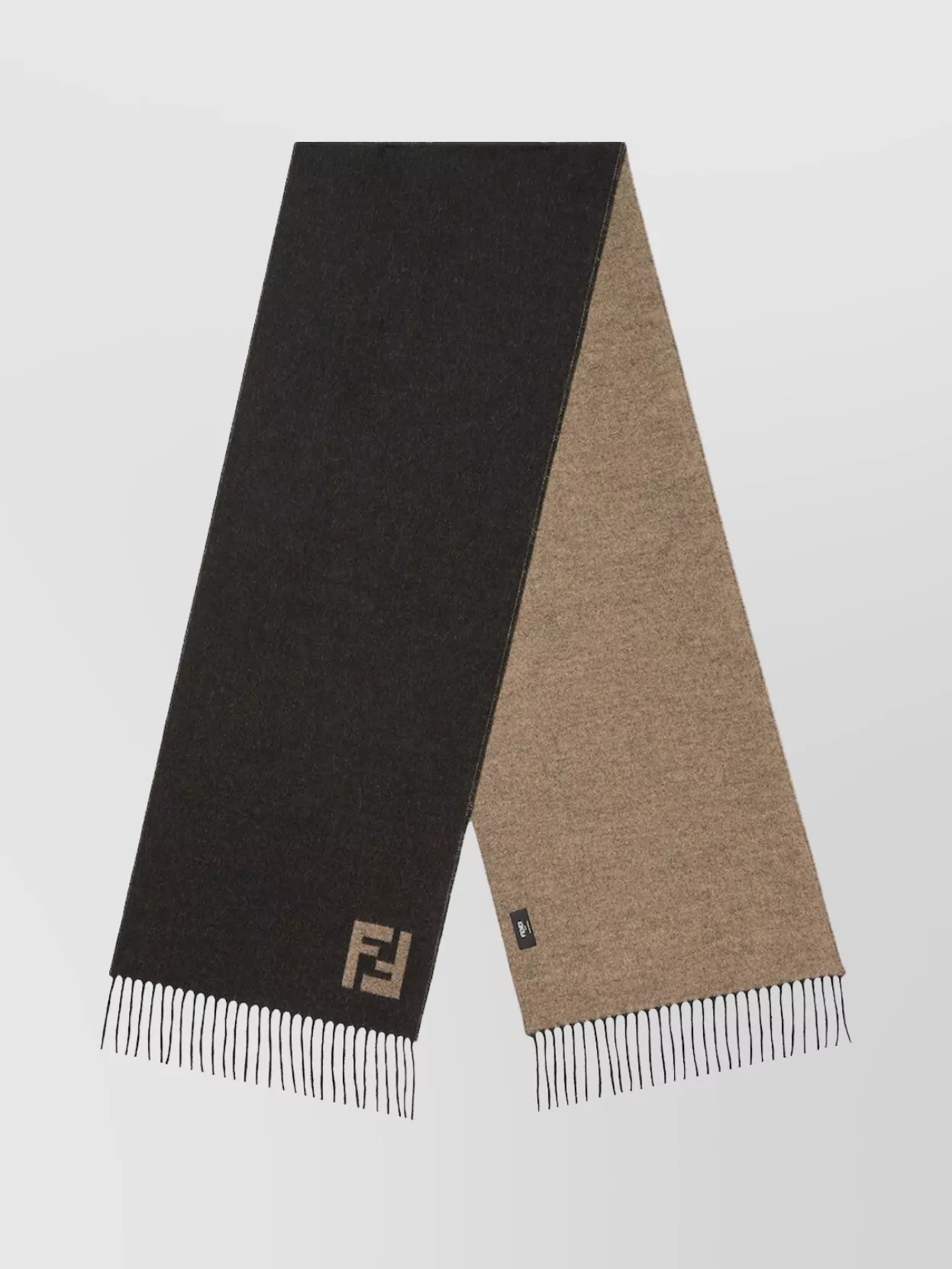 Fendi Cashmere And Wool Scarf With Fringed Edges