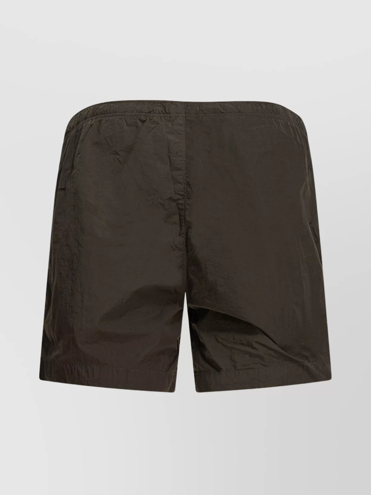C.p. Company R Elastic Waistband Swim Short With Side Pockets In Brown