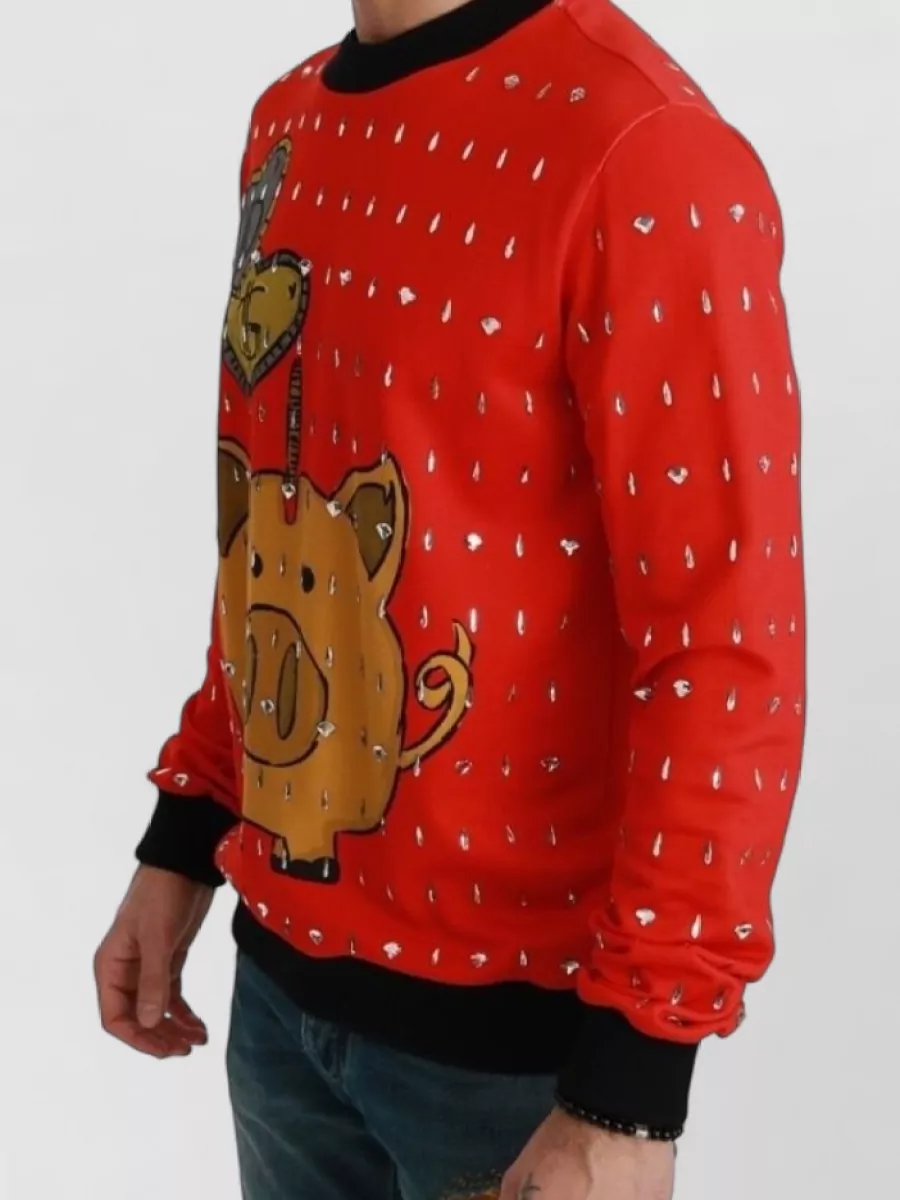 Dolce&Gabbana Crystal-Embellished Printed Sweatshirt