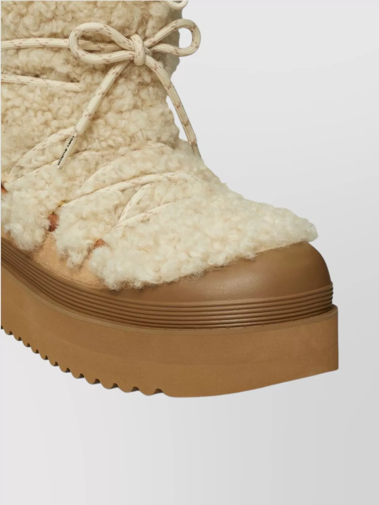 Tory Burch Cozy Shearling Ankle Boots Platform Sole