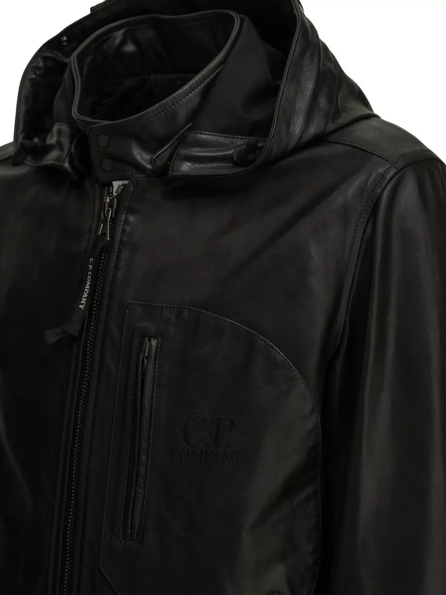 C.p. Company Leather Hooded Jacket