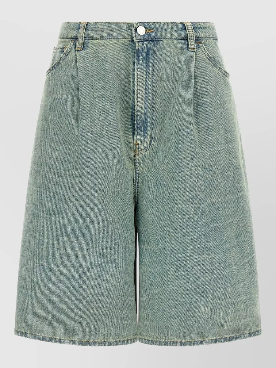 Nude Denim snake-print wide-leg knee-length shorts