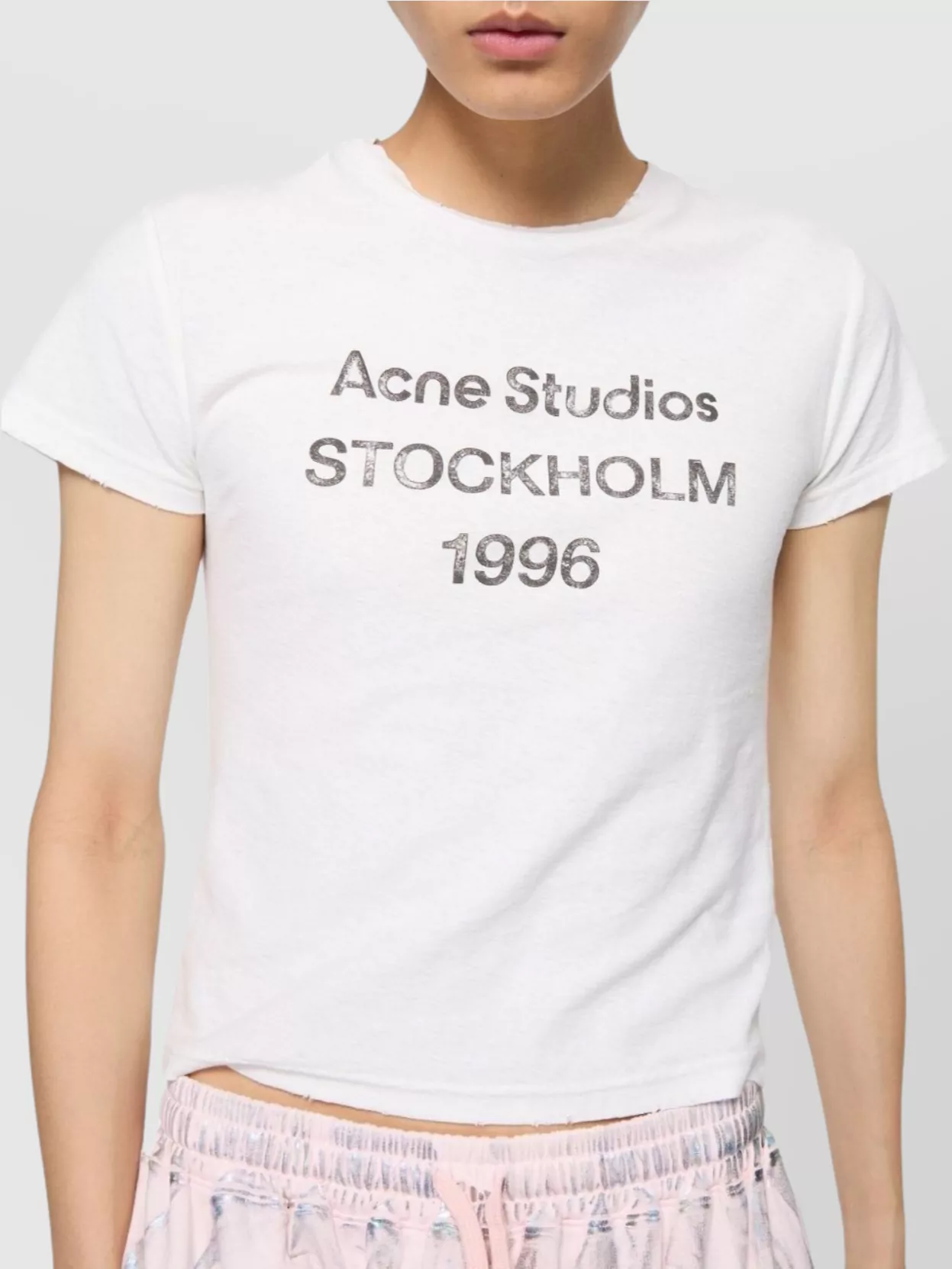 Acne Studios Women White Crewneck T-shirt And Logo Lettering Print On The Front In Cotton Woman