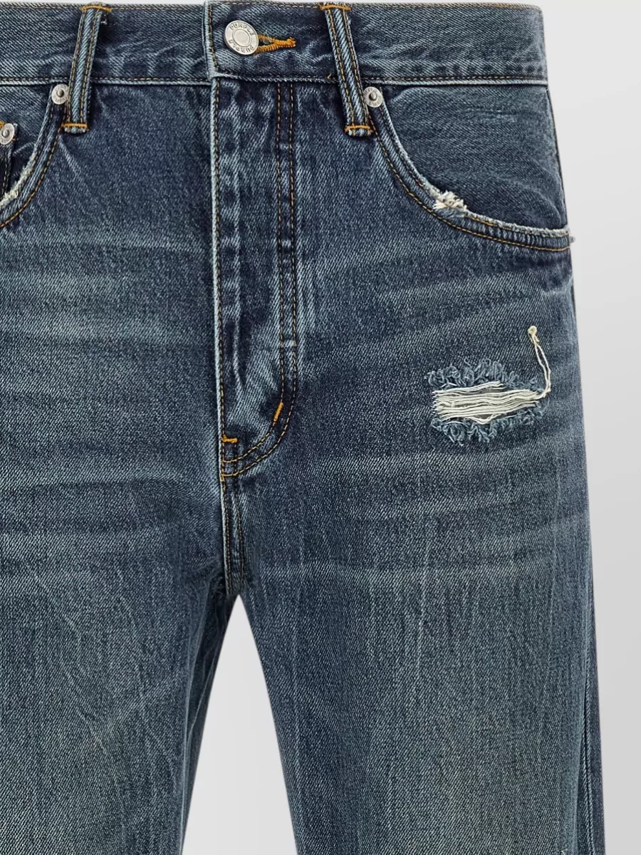 Purple Denim Straight-Leg Jeans