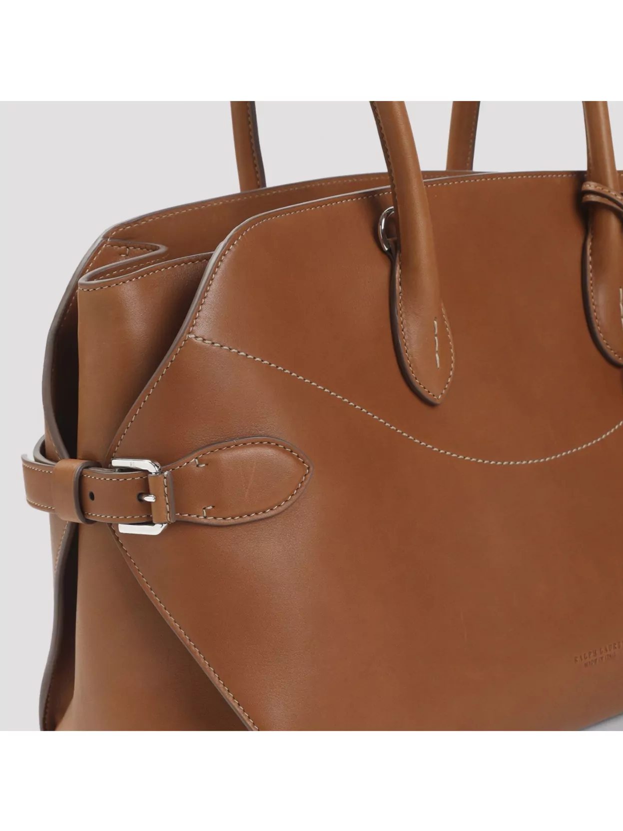 Ralph Lauren Medium The Ralph Calfskin Satchel In Brown