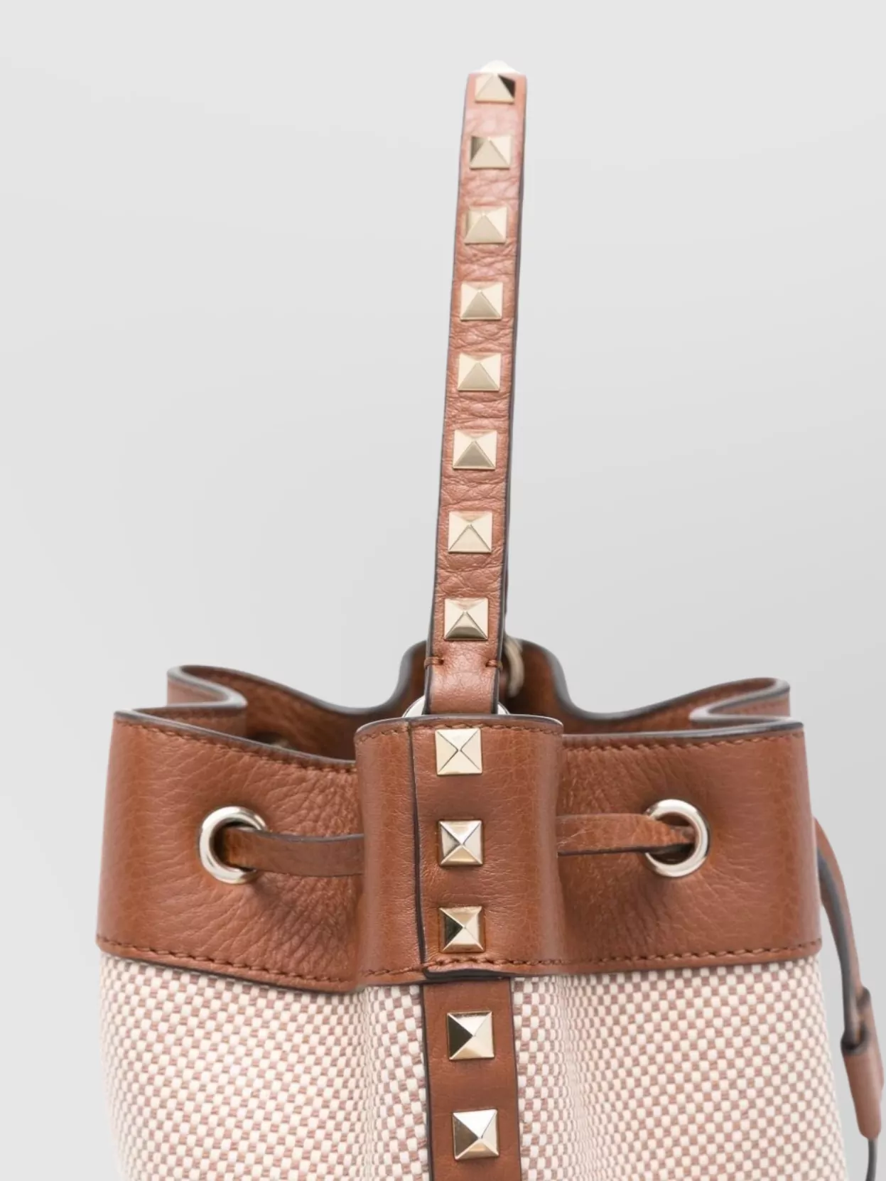 Valentino Garavani Studded Detailing Canvas Bucket Bag