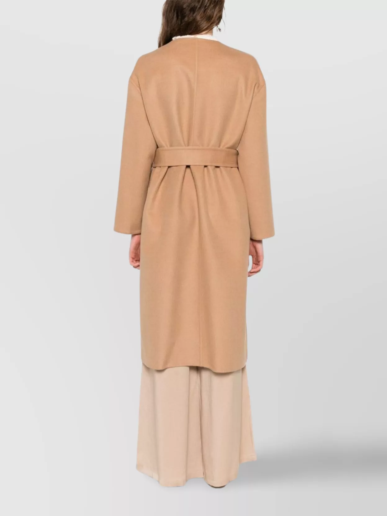 Fabiana Filippi Wool Coat With Belted Waist In Neutral