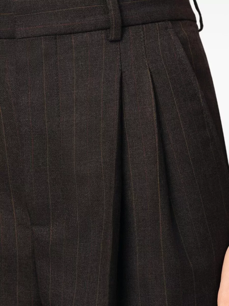 Ami Paris Wool High-Rise Wide-Leg Pleated Tailored Trousers