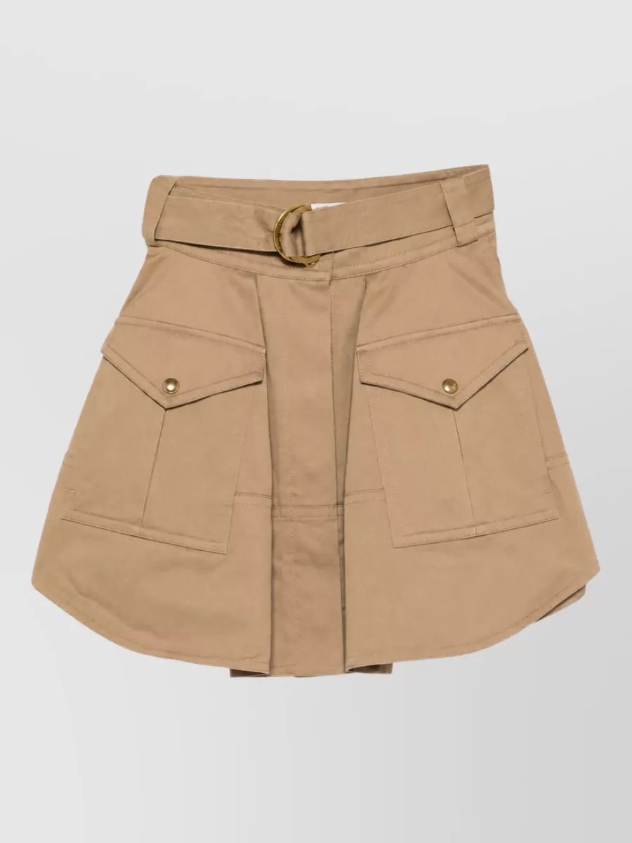 Zimmermann cotton belted cargo mini a-line skirt