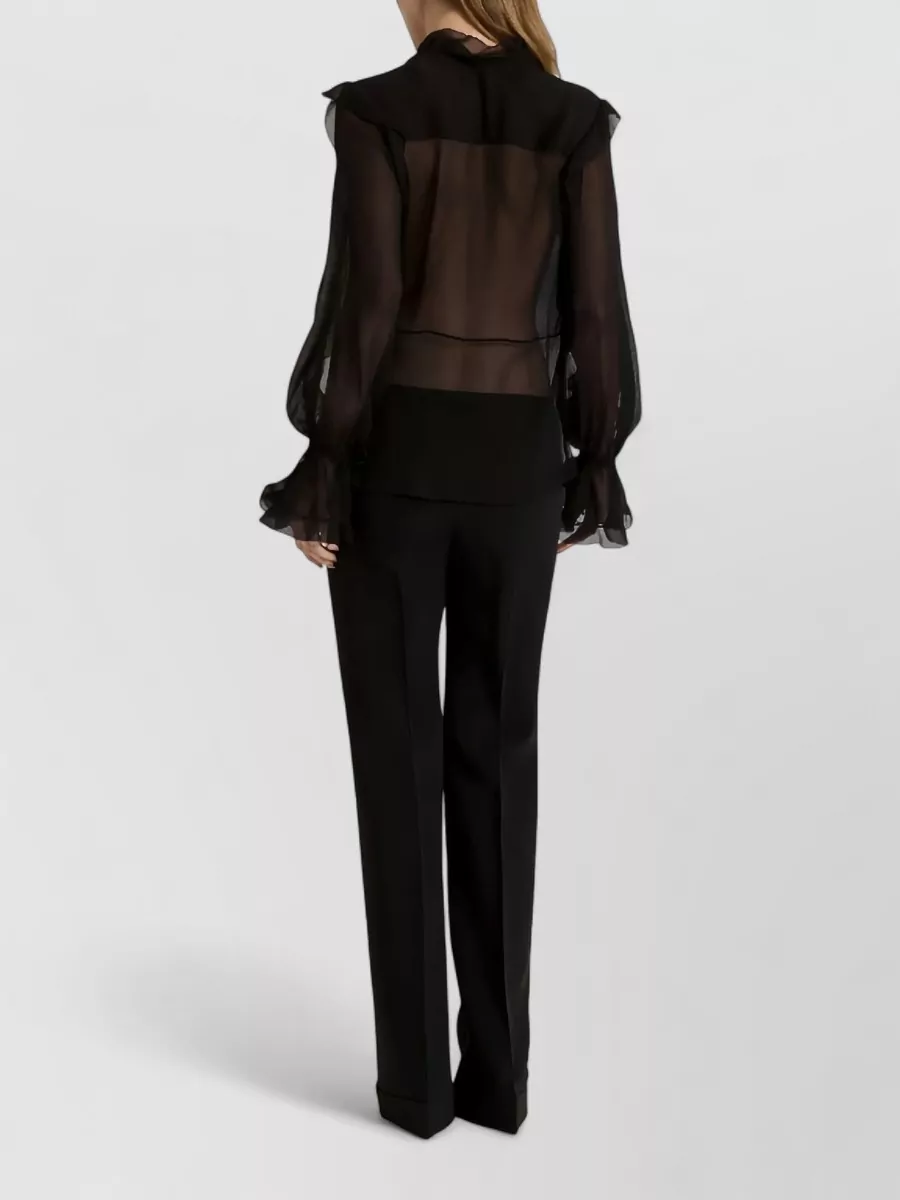 Alberta Ferretti Lightweight Long Sleeve Shirt Ruffle Sheer