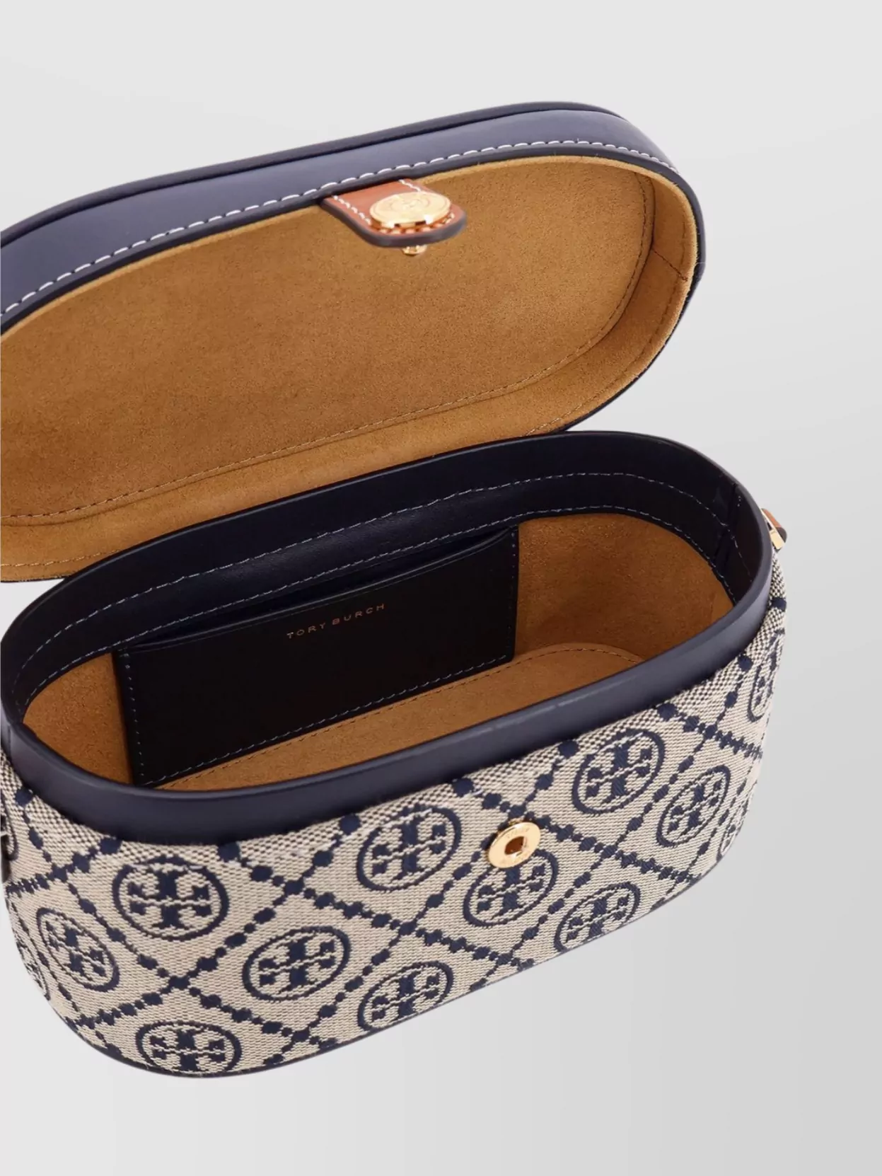 Tory Burch Monogrammed Fabric Leather Clutch Bag