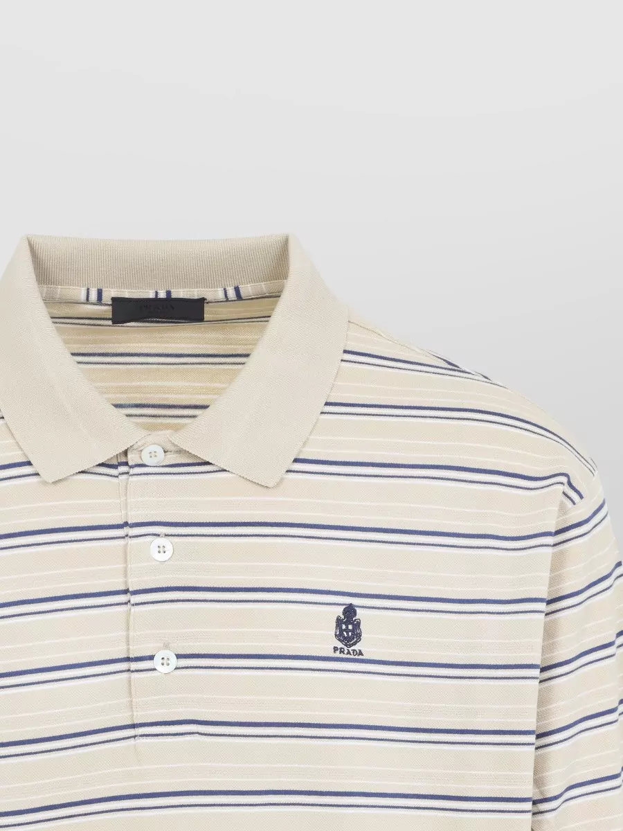 Prada Striped Piqué Slim-Fit Polo Shirt