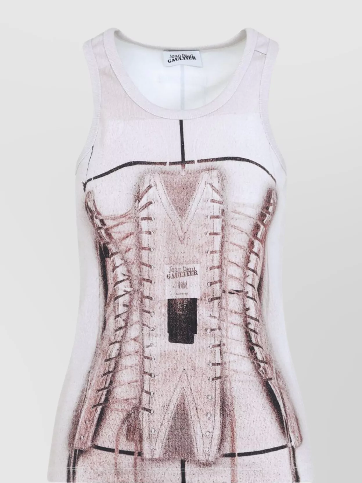 Shop Jean Paul Gaultier Graphic Print Sleeveless Ribbed Top