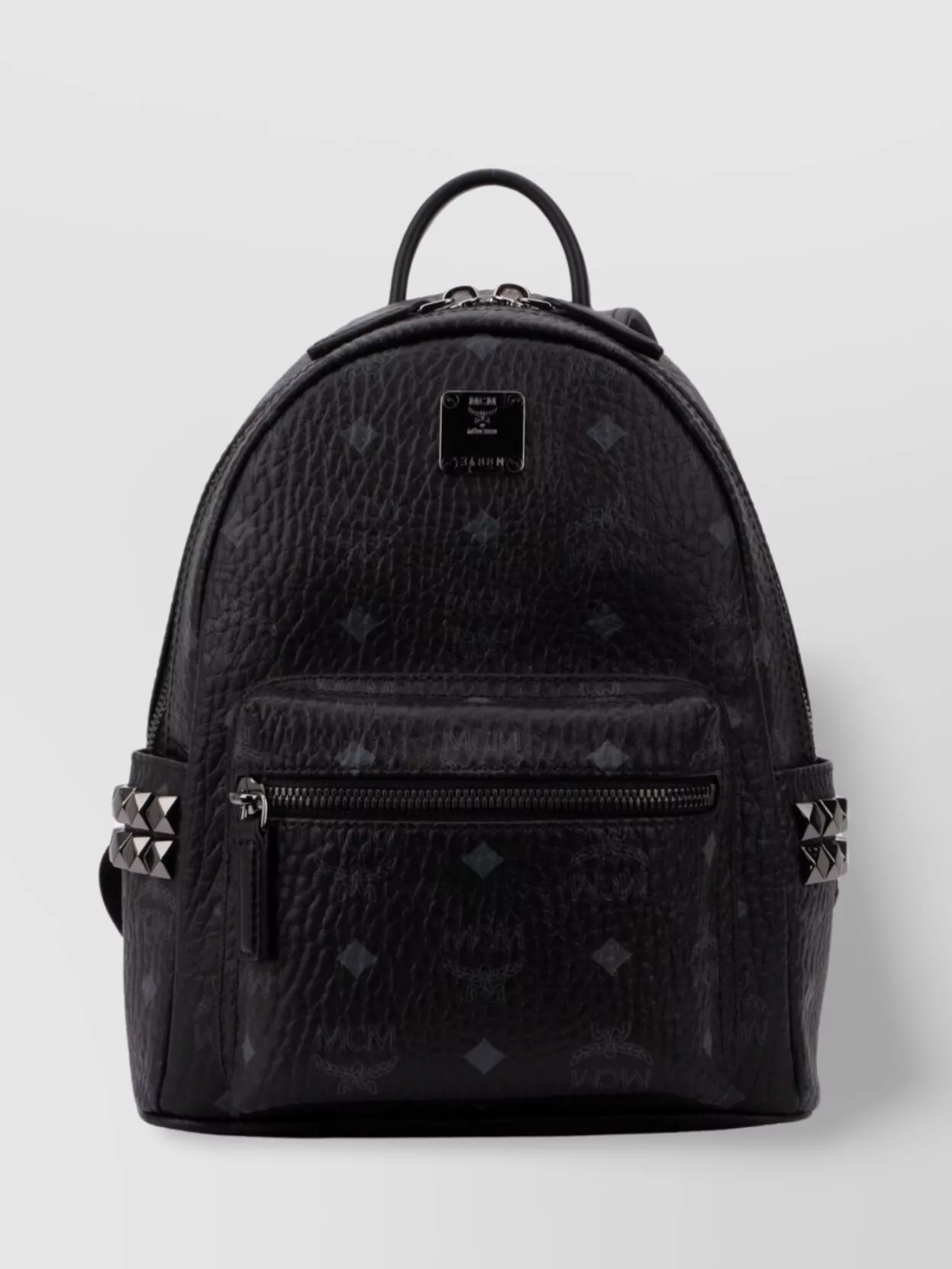Shop Mcm Stark Adjustable Straps Studded Textured Backpack