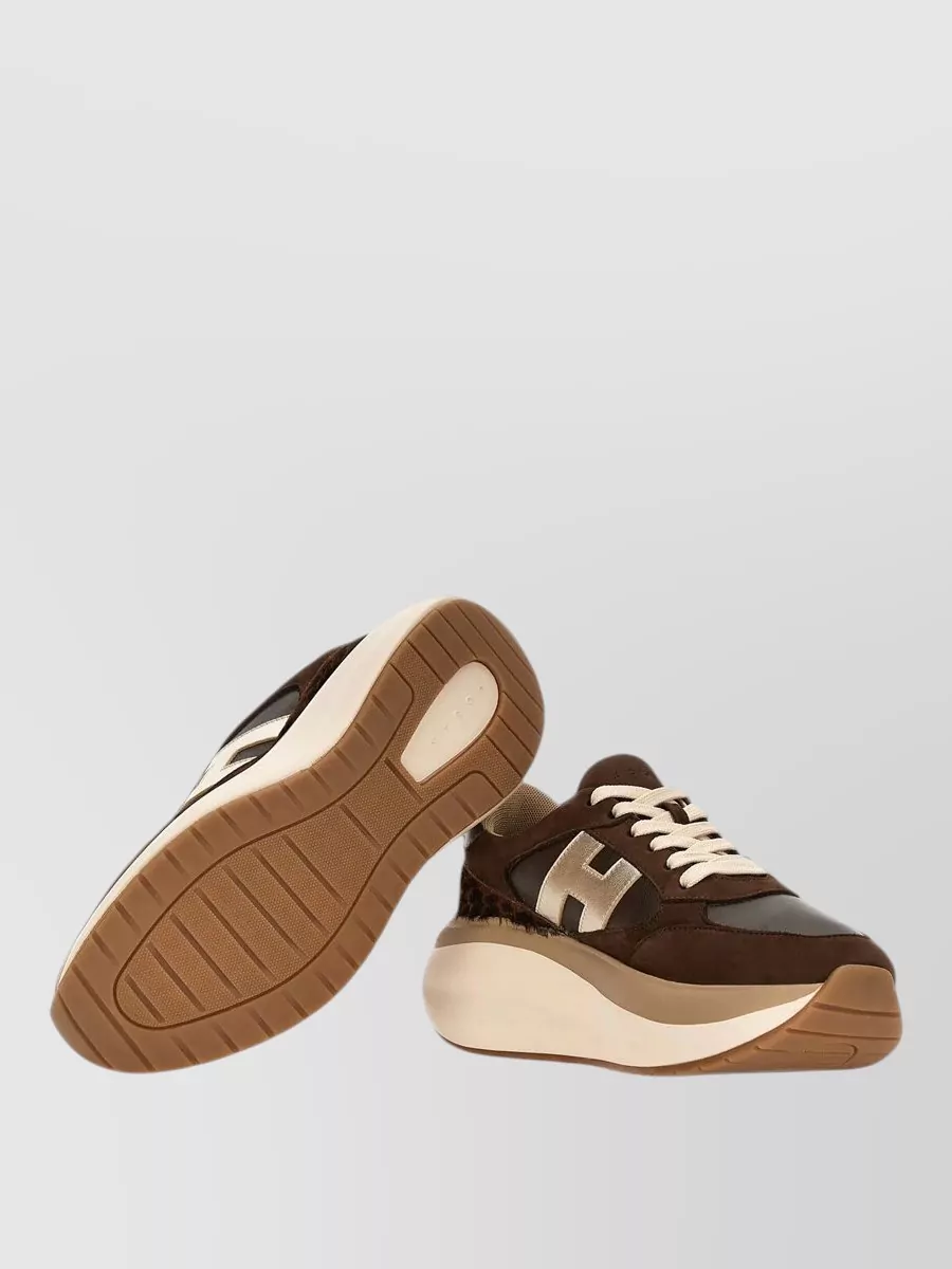 Hogan Leather Chunky-Sole Lace-Up Sneakers