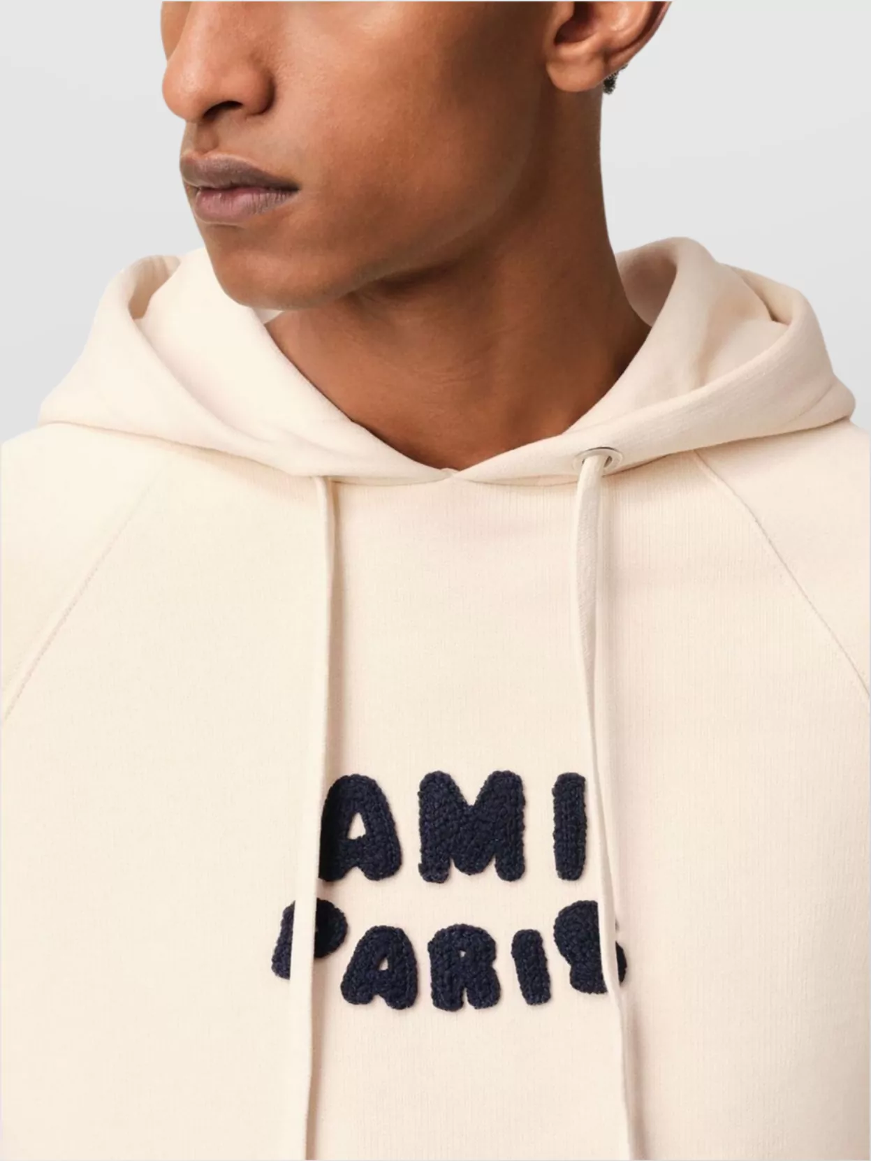 Ami Paris Logo Cotton Hoodie With Kangaroo Pocket