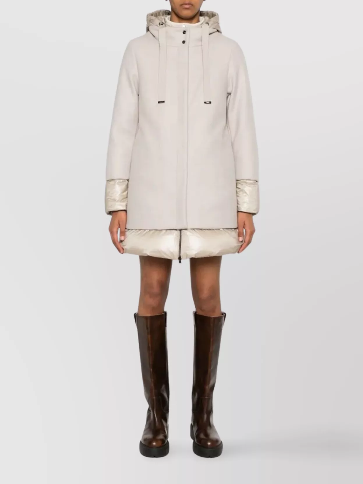 Herno Flared Wool Coat Padded Hood