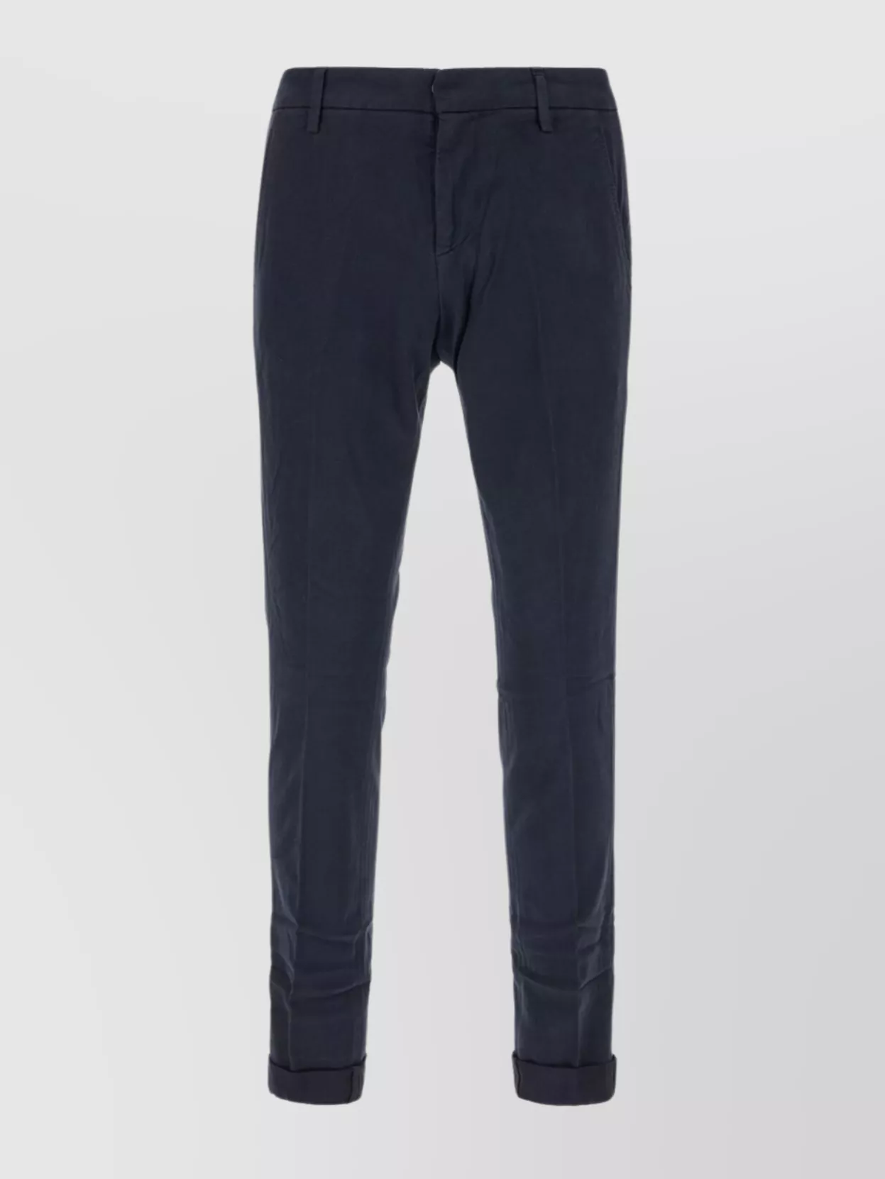 Dondup Trousers With Cuffed Hem And Front Crease In Blue