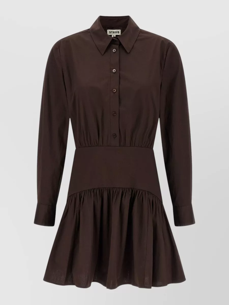 Staud cotton long-sleeve shirt mini dress