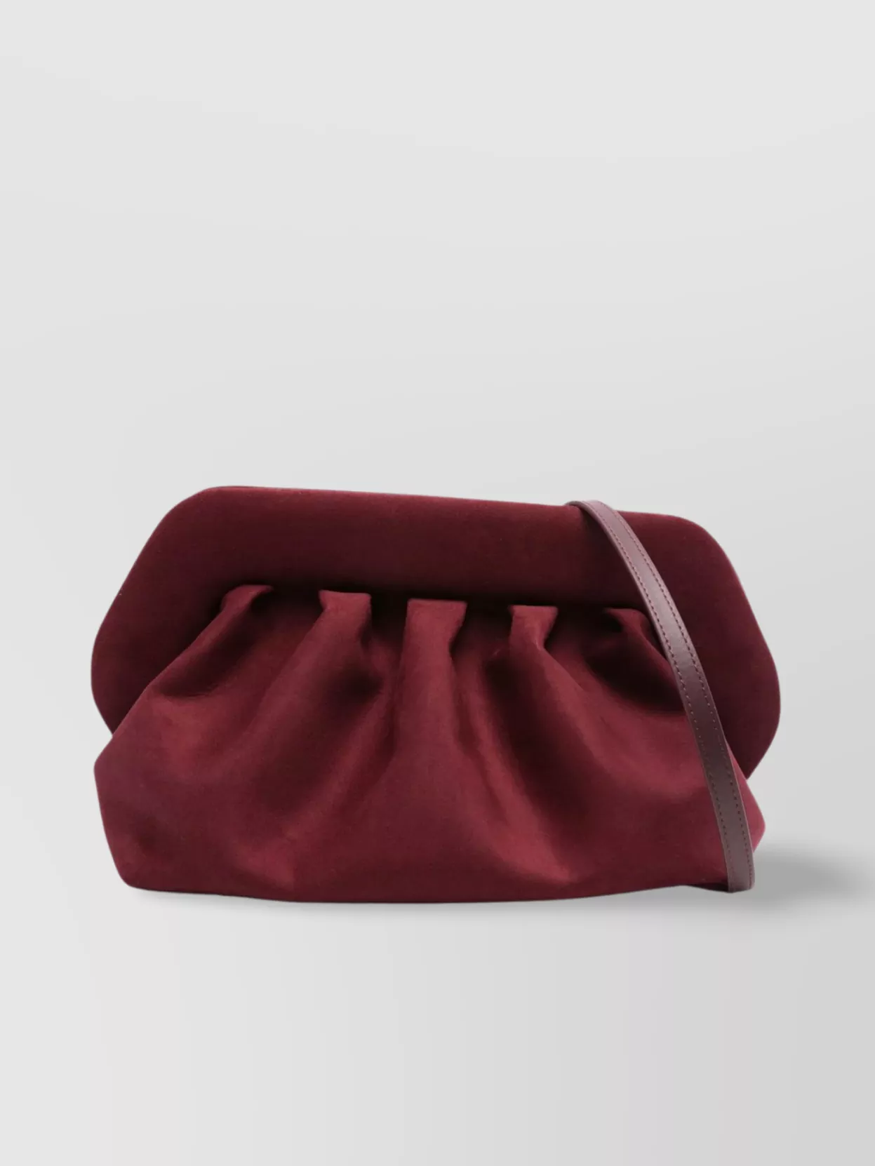 Themoirè Detachable Strap Pleated Suede Clutch