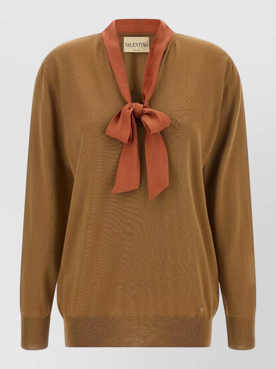 Valentino Garavani cashmere v-neck ribbed hem long-sleeve sweater