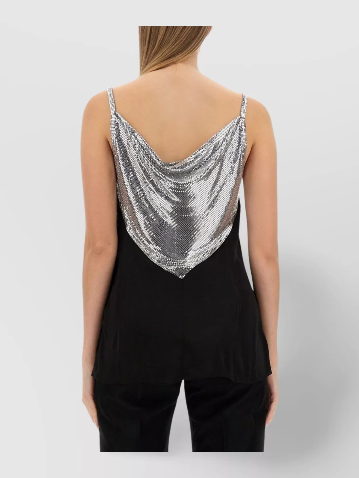 Rabanne Top With Sequin Embellishment And Draped Neckline In Black