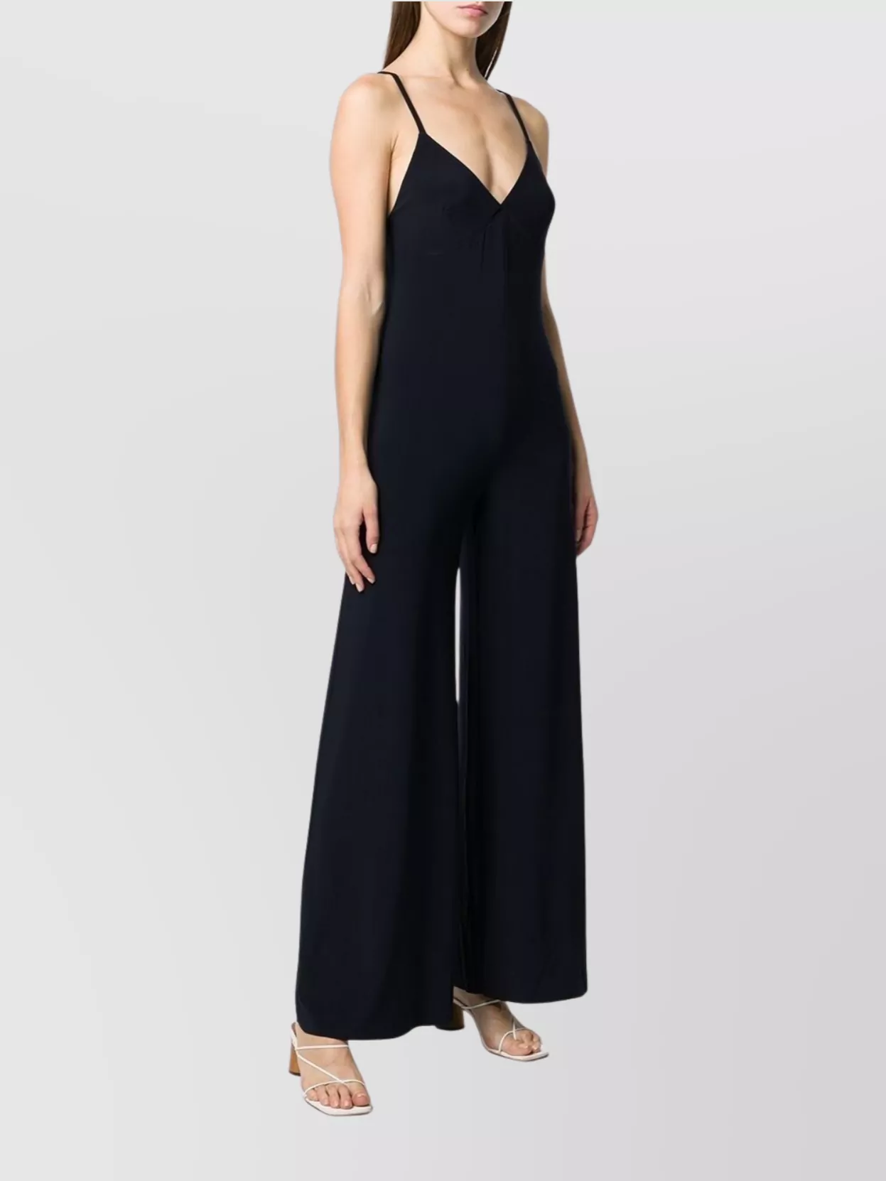 Norma Kamali Backless V-neck Wide-leg Jumpsuit In Black