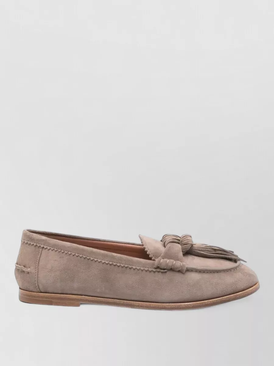 Aquazzura Freddie Suede Tassel Loafer Flat Shoe