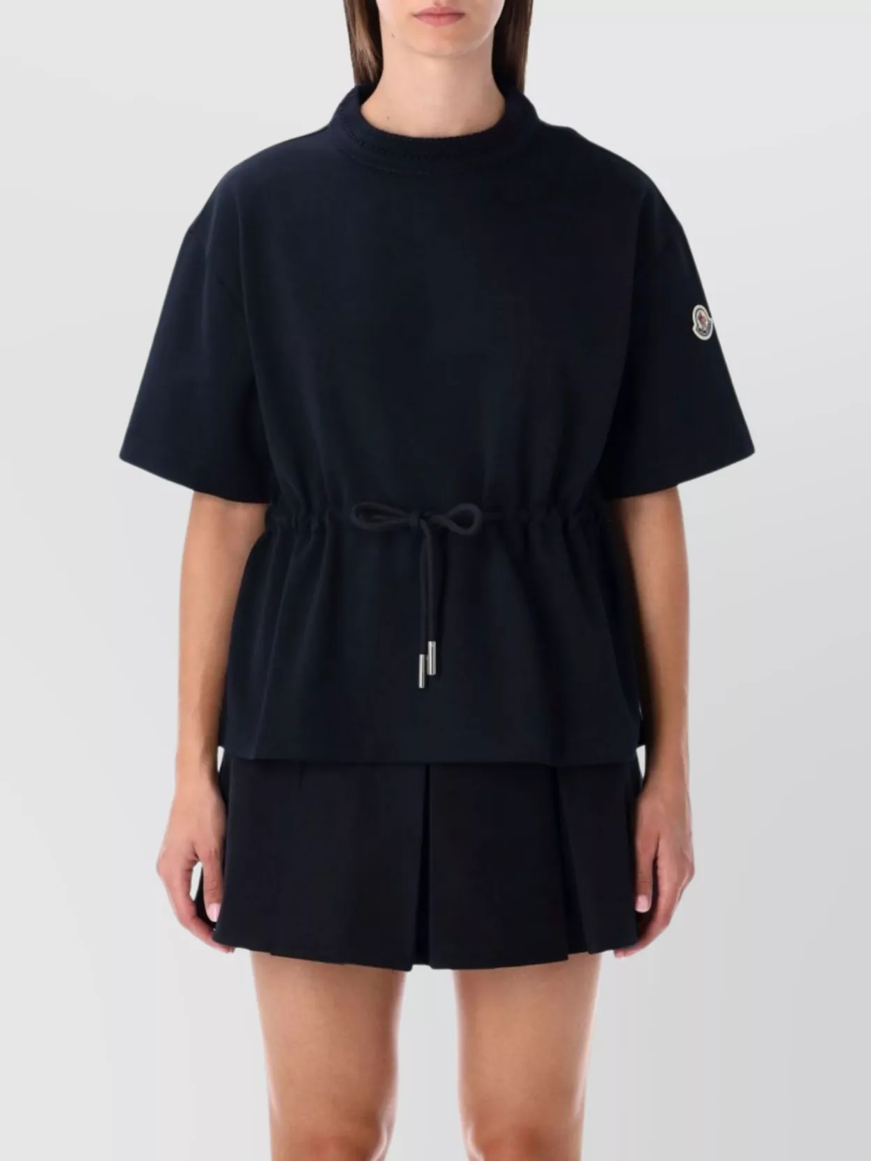 Moncler Casual T-shirt Drawstring Waist In Black