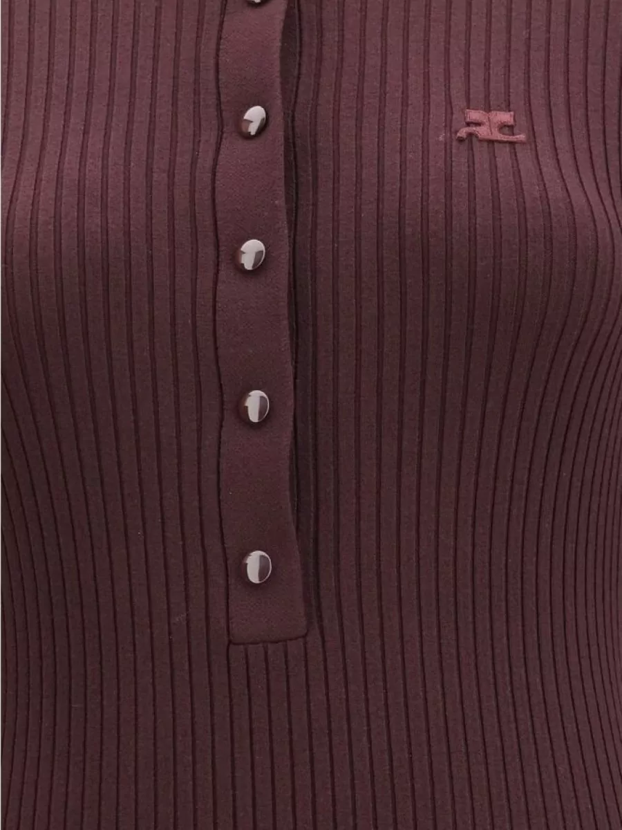 Courrèges Ribbed polo midi dress