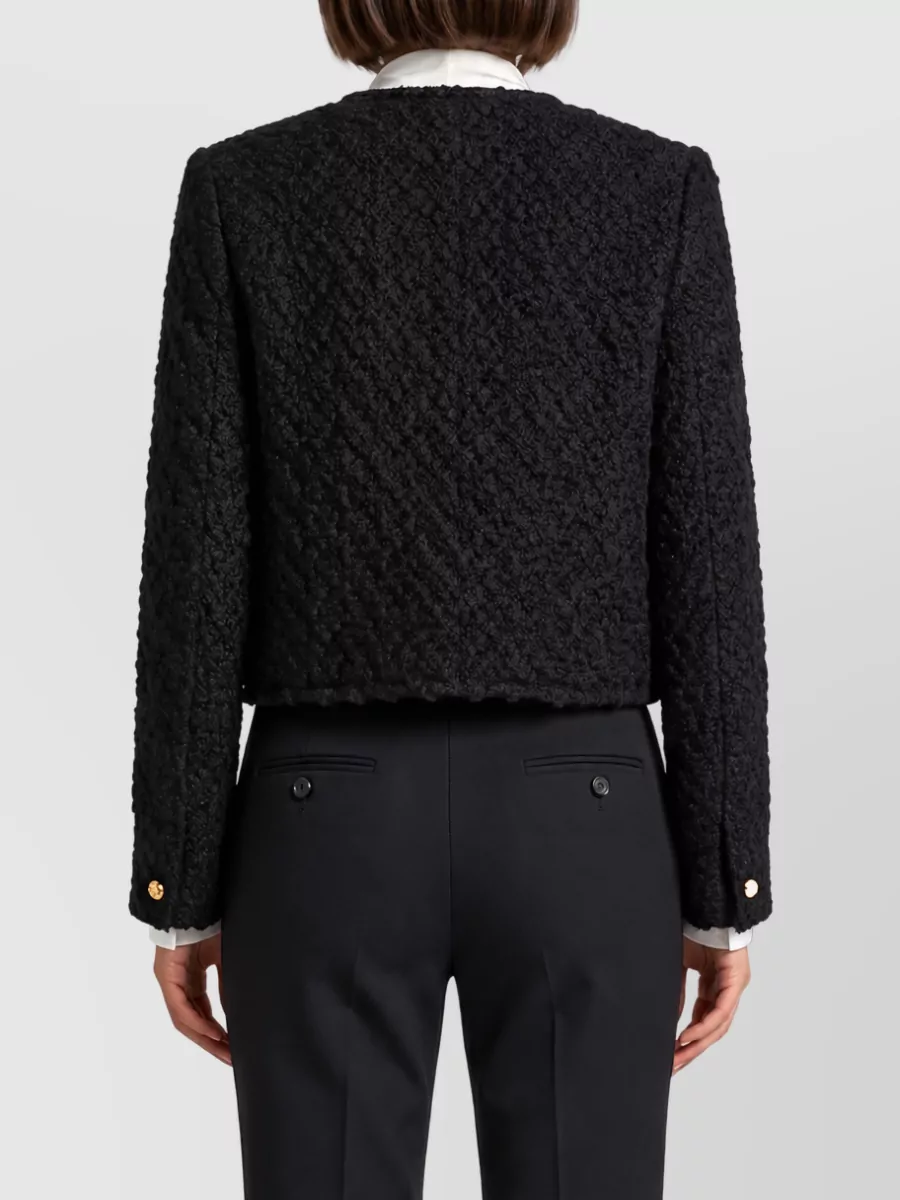 Celine Virgin Wool Cropped Regular-Fit Crew-Neck Tailored Jacket