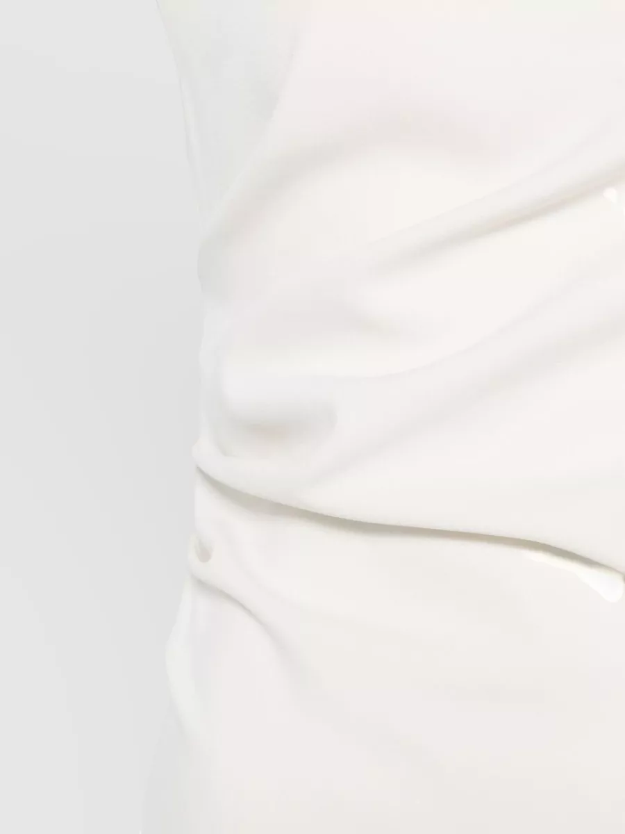 Parosh Draped Boat Neck Short Sleeve Midi Dress