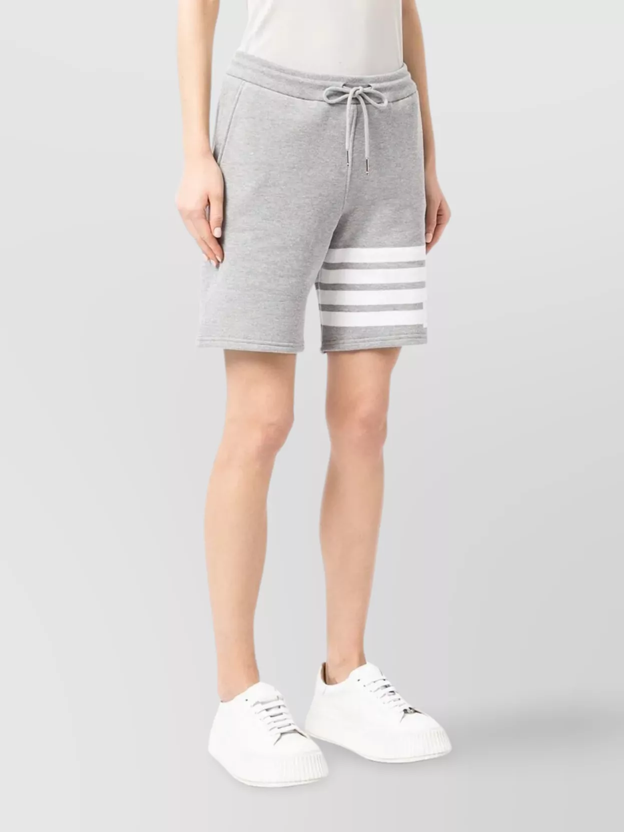 Thom Browne Mid-thigh Shorts With 4 Bar Stripe In Gray