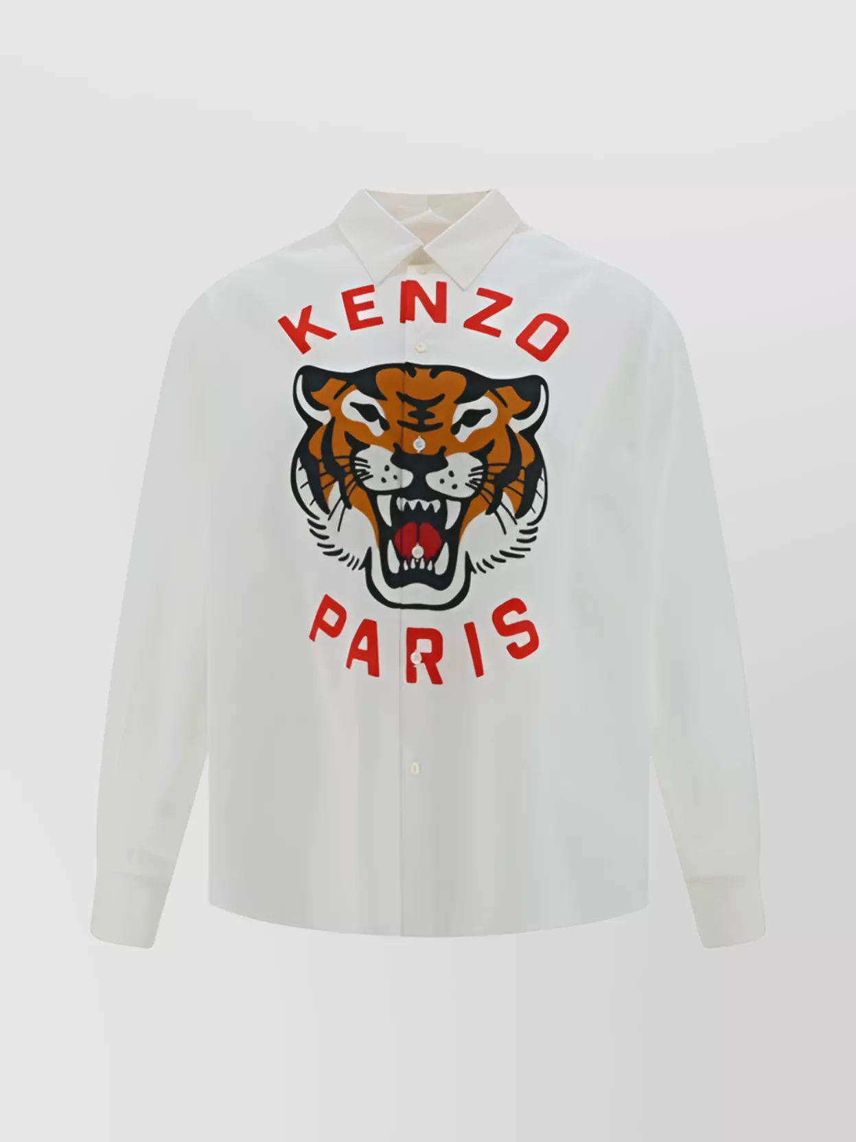Kenzo Button-down Collar Shirt Graphic Print In White