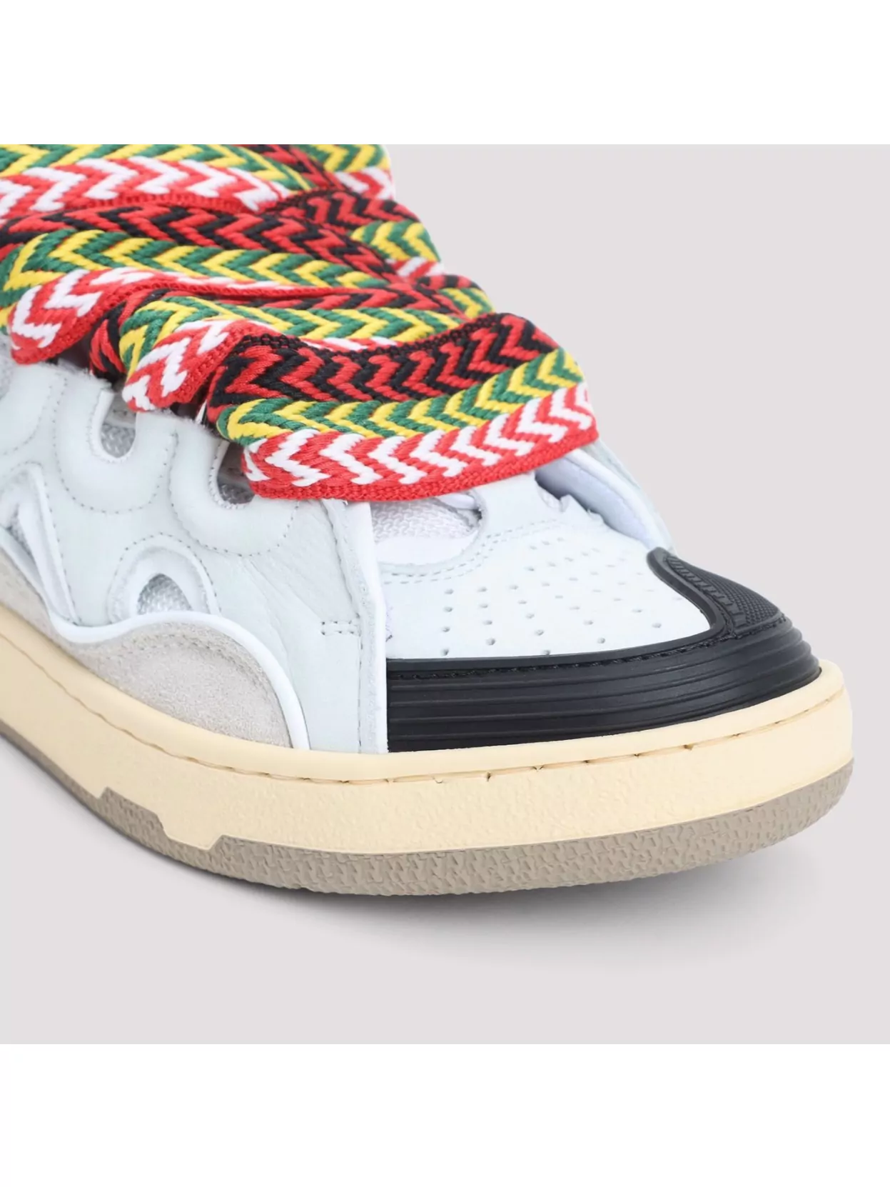 Lanvin Chunky Leather Sneakers Perforated Toe Detail