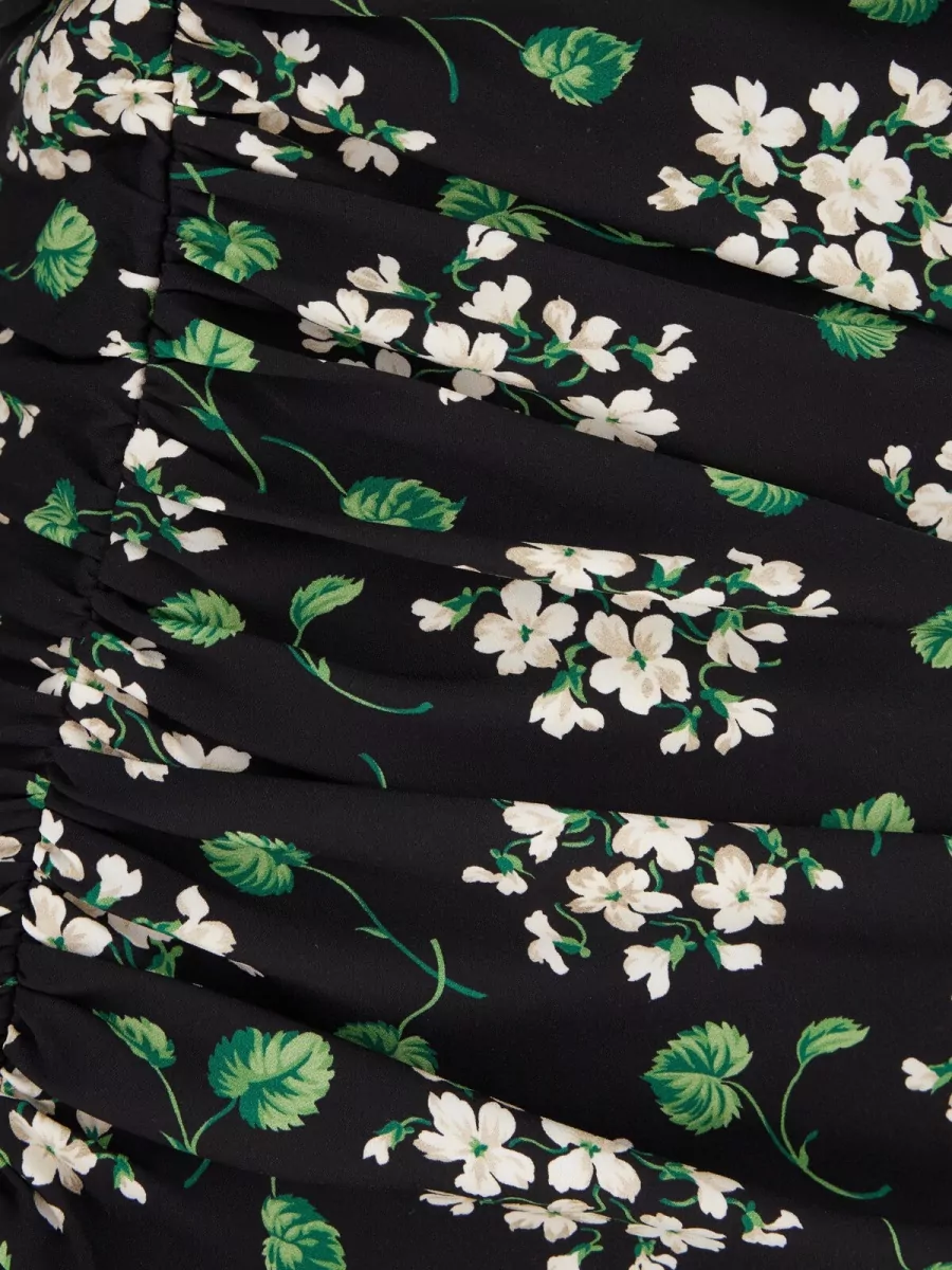 Dolce&Gabbana Silk Floral-Print Draped Midi Dress