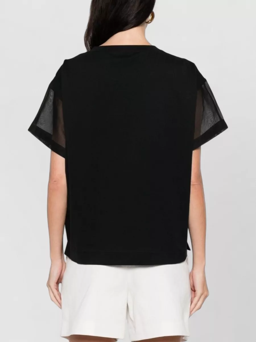 Brunello Cucinelli Semi-Sheer Panel Round Neck T-Shirt