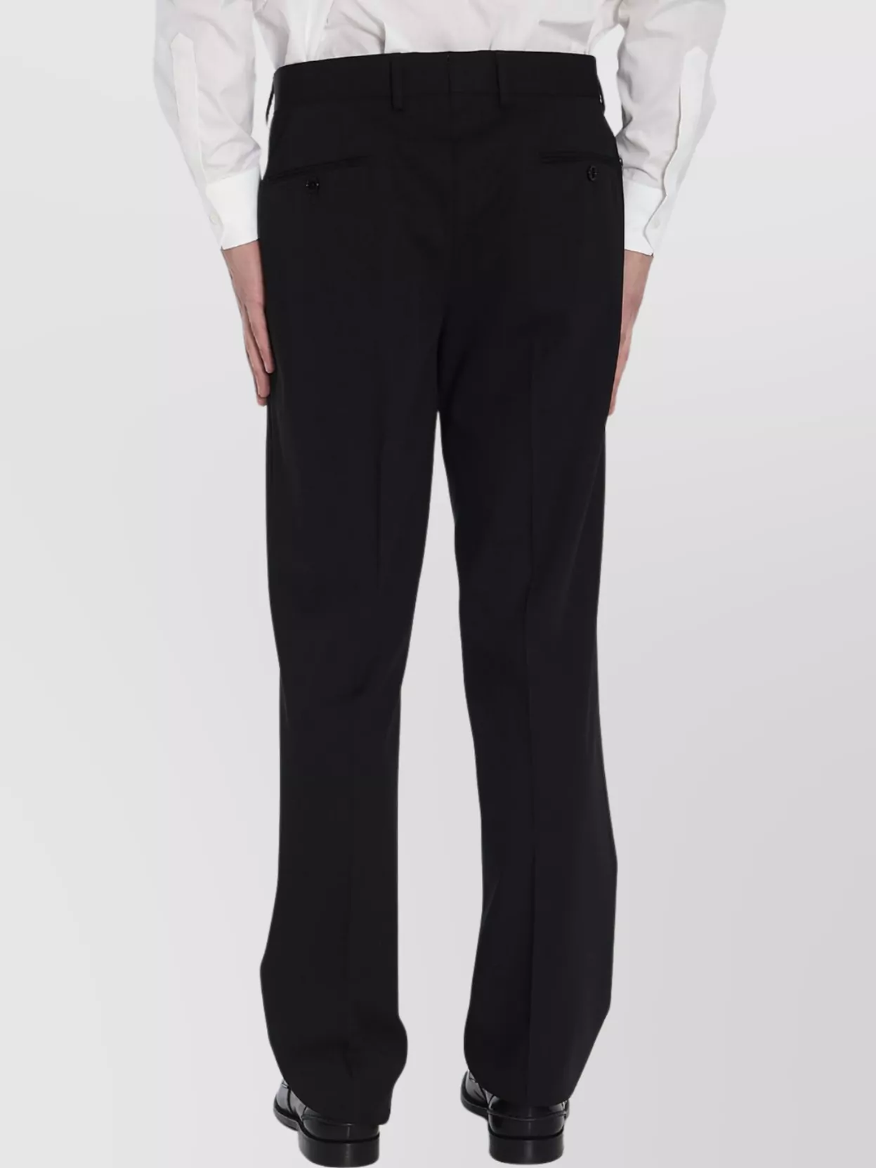 Lardini Wool Straight-leg Tailored Trousers With Back And Side Pockets In Black