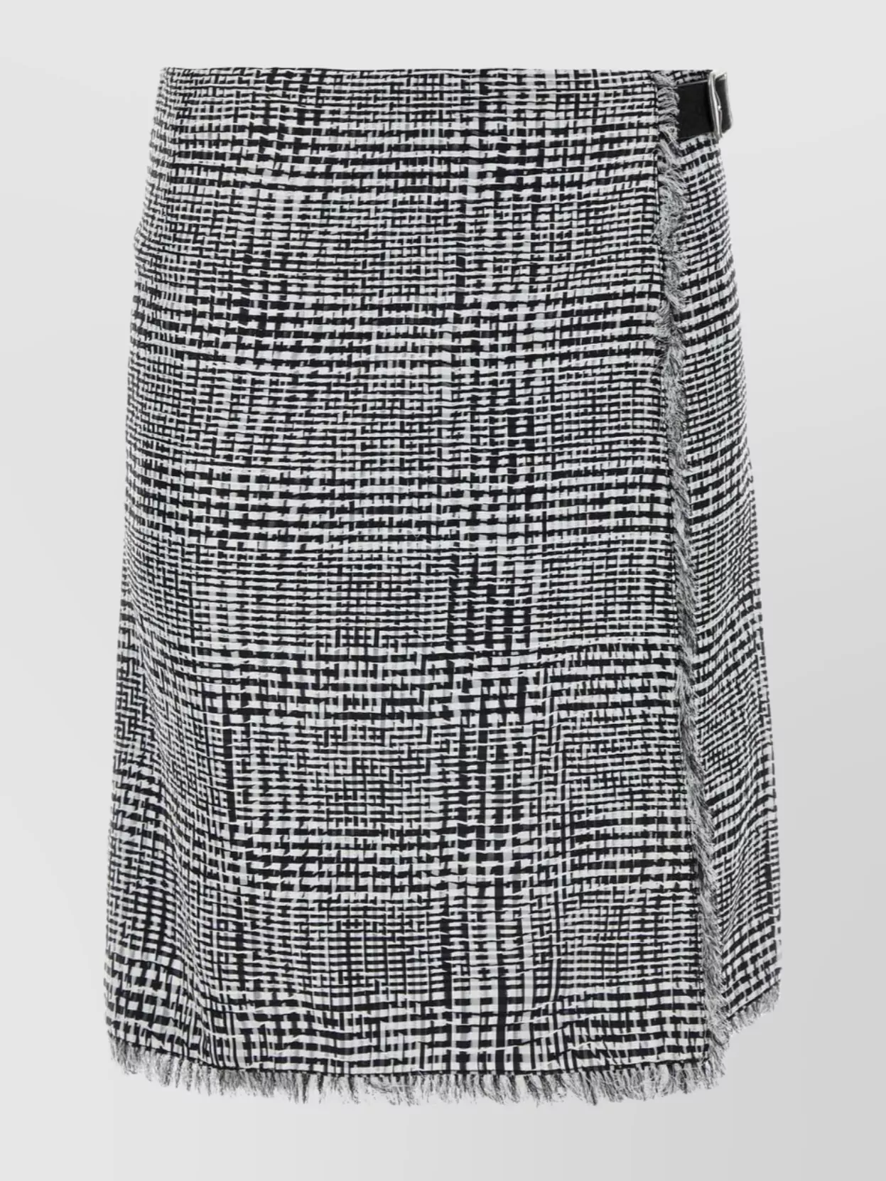 BURBERRY HOUNDSTOOTH TWEED FRINGED SKIRT