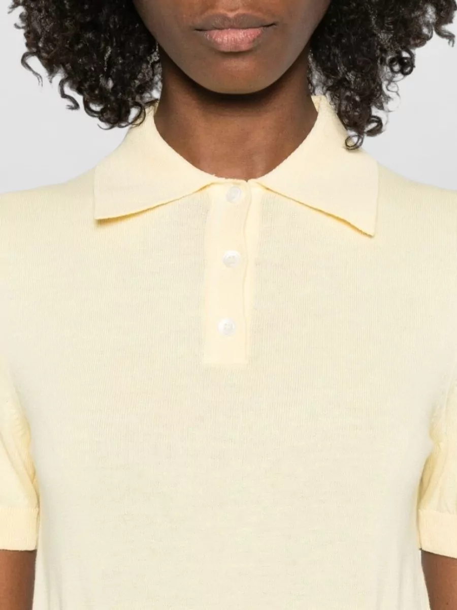 A.p.c. Polo Collar Top Silk And Nylon