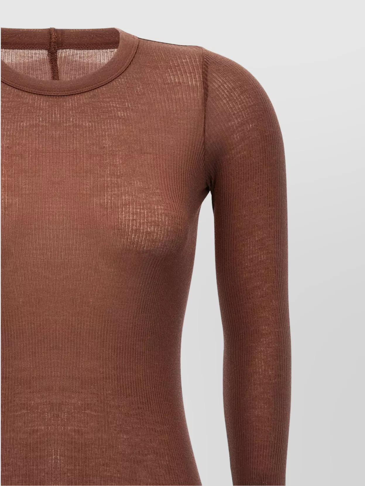 Rick Owens Ribbed Crew Neck Sheer Long Sleeve Top