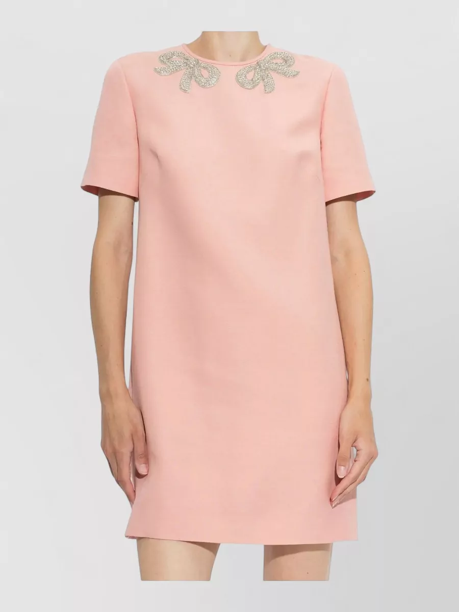 Valentino Silk Wool Crystal-Embellished Mini Dress