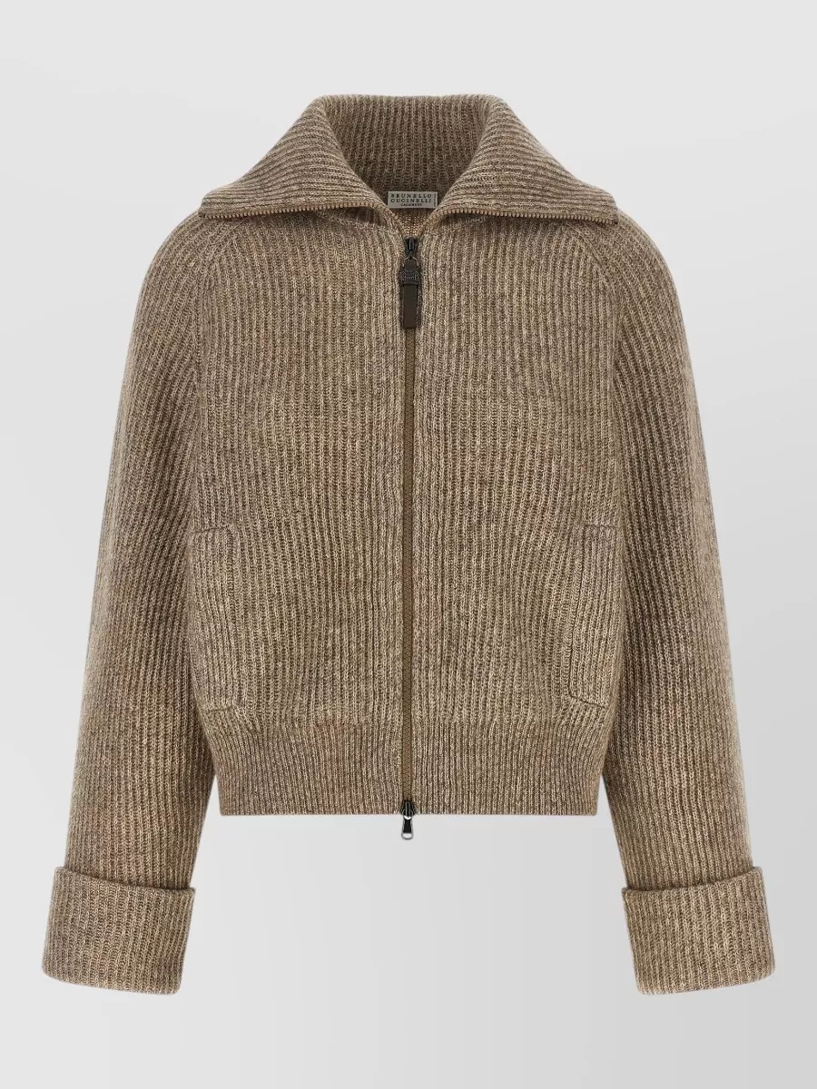 Brunello Cucinelli Cashmere blend english rib knit cardigan