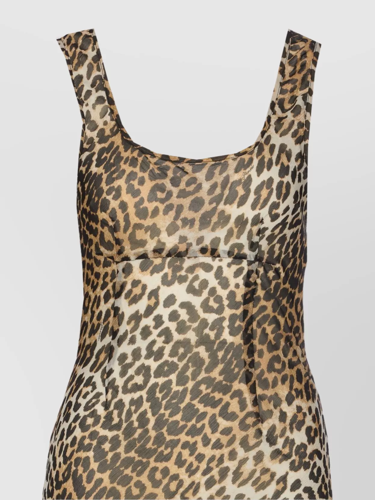 Ganni Animal Print Scoop Neckline Floor-Length Dress