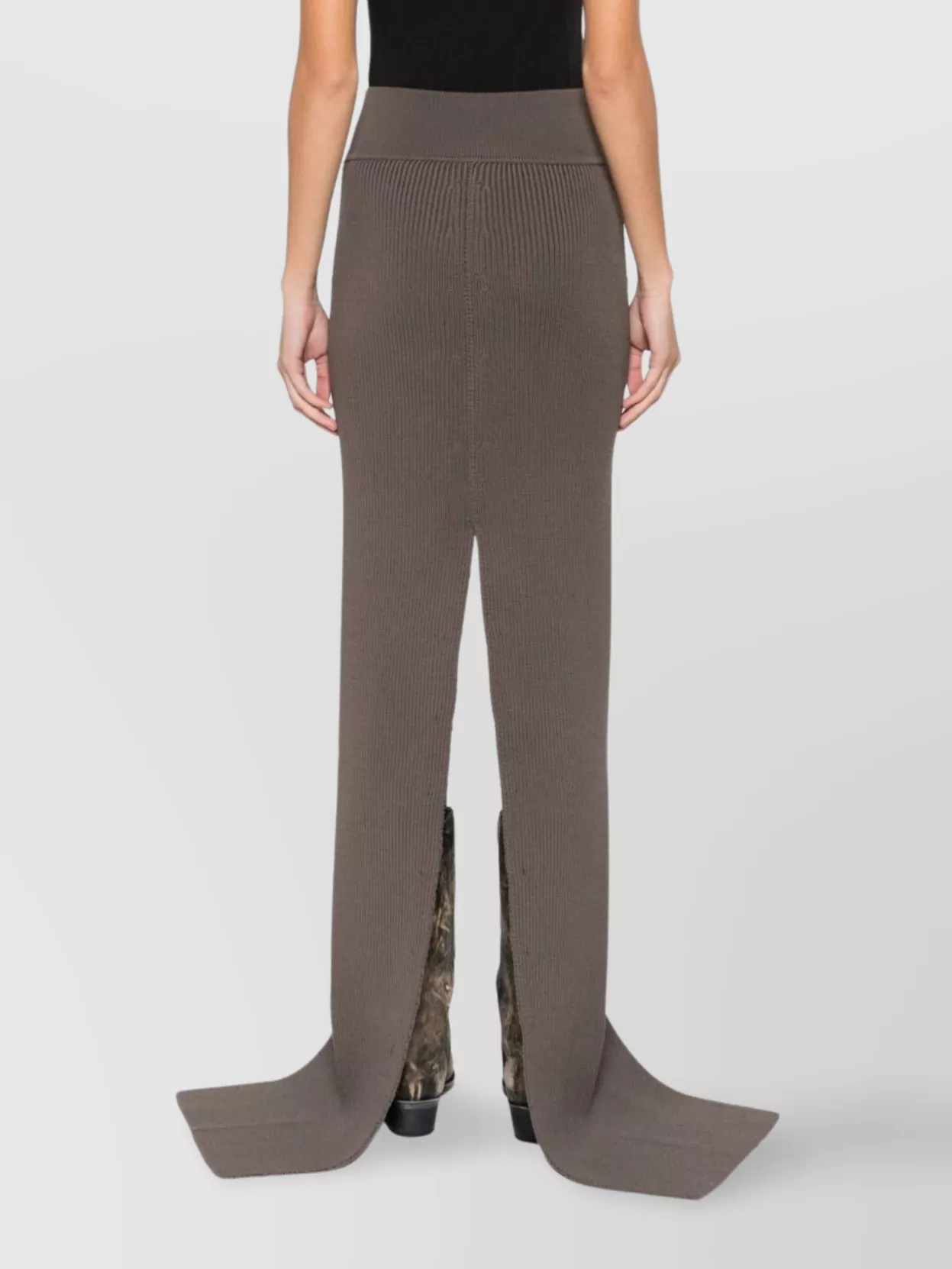 Rick Owens Midi Skirt With High Waist And Front Slit In Burgundy
